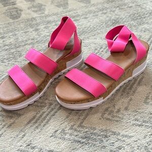 Pink Strappy Wedge Sandal